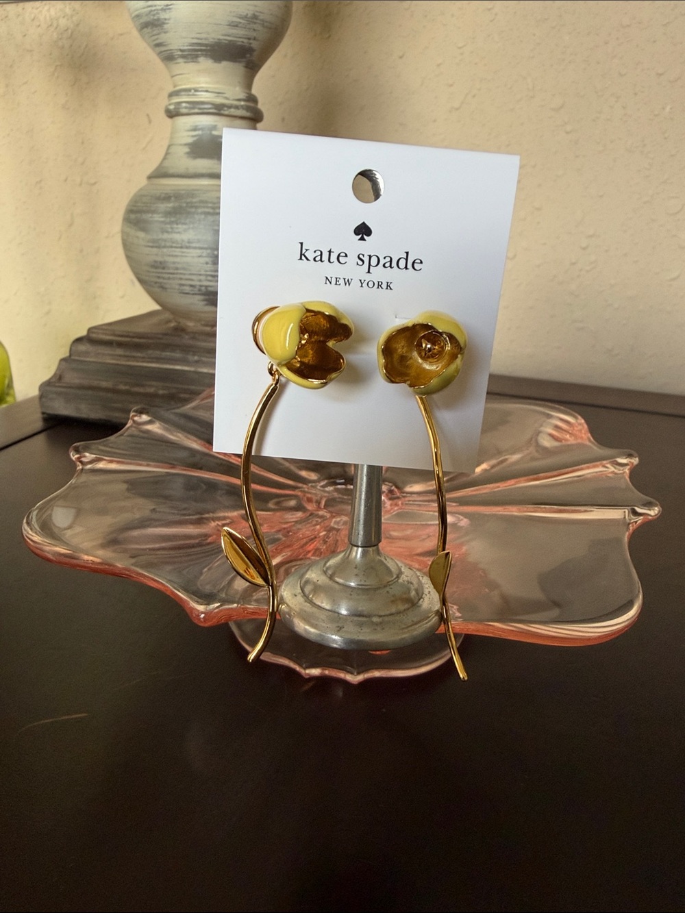 kate spade Gold-Tone Hoop Earrings with Yellow Enamel Flowers